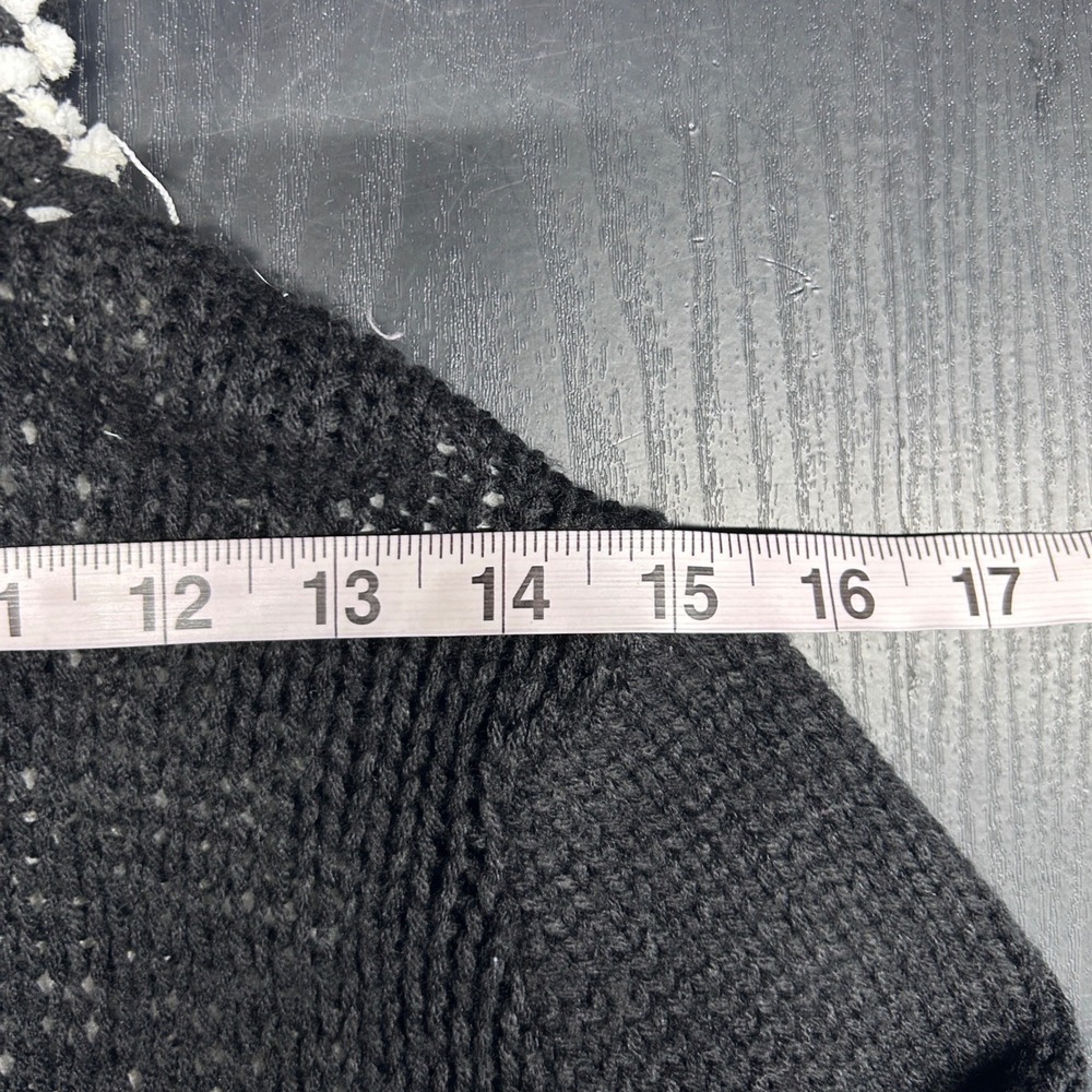 Venus Hooded Cardigan Women Size M Black White Geometric Excellent Longline Zip - Picture 9 of 12